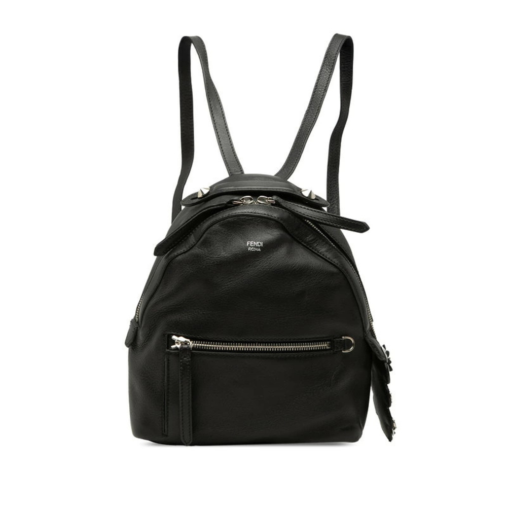 Fendi By The Way Flower Bijou Backpack Black Leather